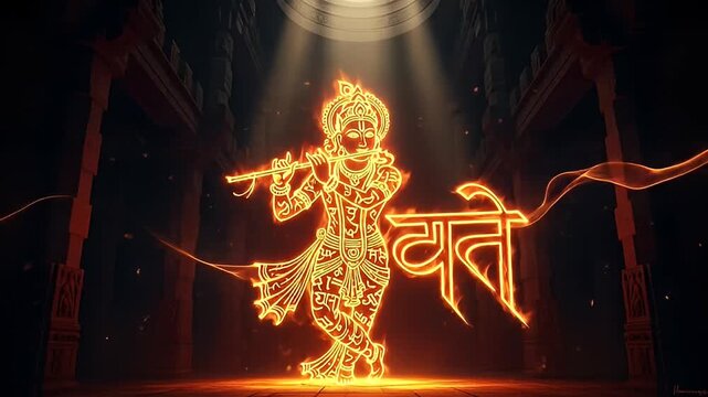 lord krishna playing flute divine glow temple