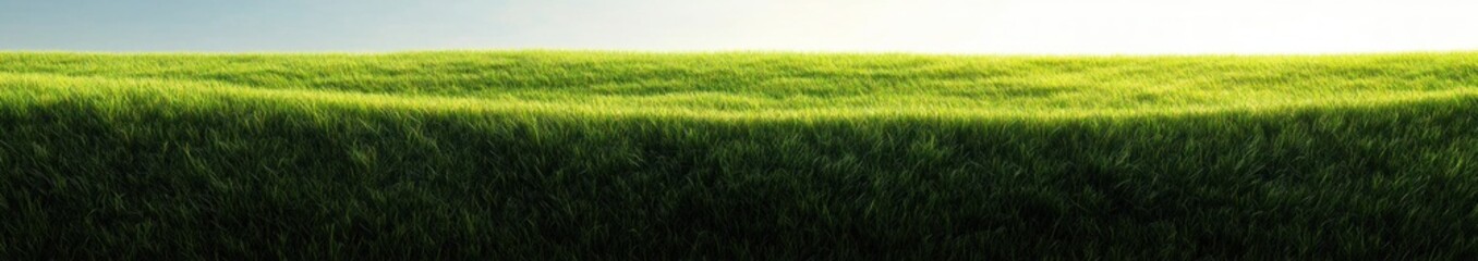 Obraz premium Dense green grass field with sunlight casting bright highlights and deep shadows creating a lush natural texture