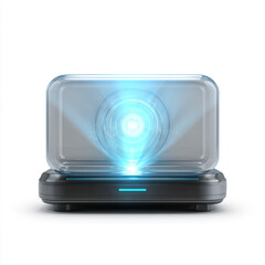 Clean and detailed hologram projector isolated on a white background for presentations.