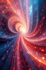 Abstract swirling vortex of light and energy with glowing particles in a cosmic display