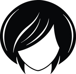 short angled asymmetrical bob vector icon.eps