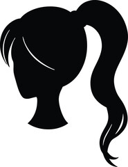 side ponytail bun vector icon.eps