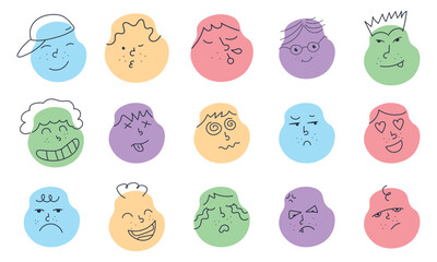 Set of Abstract Expression Cartoon handdrawn kid childish