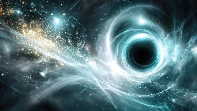 Cosmic vortex, swirling nebulae, and black hole