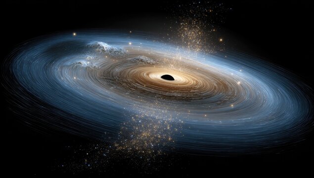 Cosmic vortex, swirling nebulae, black hole