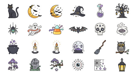 Fantastical Halloween Icons – Clean Flat Vector Set