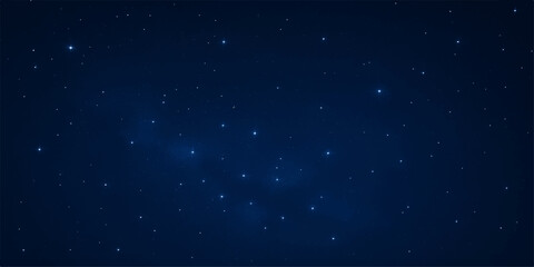 Blue night sky filled with bright stars and glowing cosmos