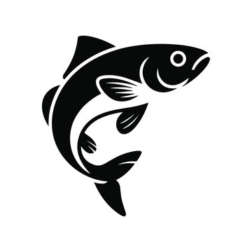 Fish silhouette vector illustration, black aquatic animal design, perfect for fishing logos, seafood labels, marine life, nature, sport, and decor.