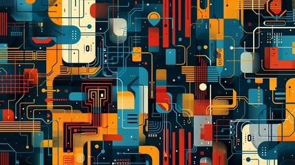 Modern vibrant circuit board aesthetic ideal for high tech background and futuristic graphic design needs