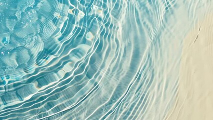 abstract sand beach from above with light blue transparent water wave and sun lights, summer vacation background concept banner with copy space, natural beauty spa outdoors - Powered by Adobe