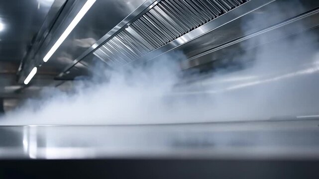 Industrial kitchen exhaust system with dense smoke