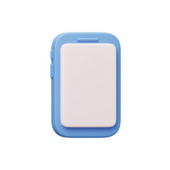 A simple three-dimensional rendering of a mobile communication device with a blank screen ready for digital content.