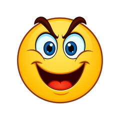 Evil Smirk Emoji Face with Raised Eyebrows and Mischievous Expression Vector  Graphics