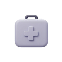 A soft rendered first aid kit featuring a prominent cross symbol and a sturdy handle suggesting readiness for emergencies.