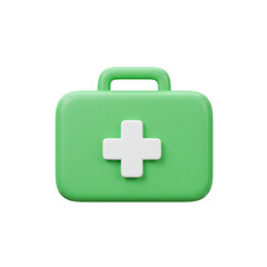 Fototapeta premium A vibrant green medical kit with a prominent cross symbol suggests health care and emergency preparedness for any situation.