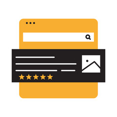 Rich Snippets icon.  Web Page with Stars for Enhanced Search Results. Vector illustration.