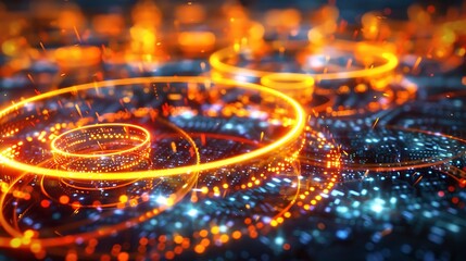 Dynamic glowing circles creating a modern tech feel, perfect for innovation, data, and cutting-edge technology