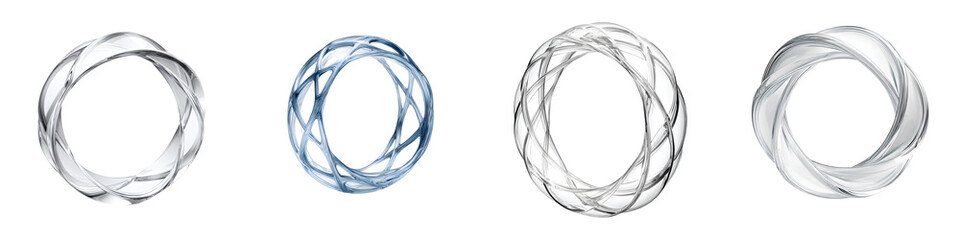 Abstract Circular Wave Designs - Set of Four Modern Elements
