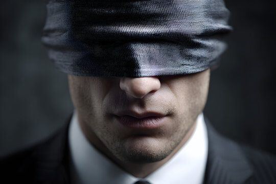 Blindfold businessman