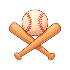 A crossed baseball bat and a baseball.