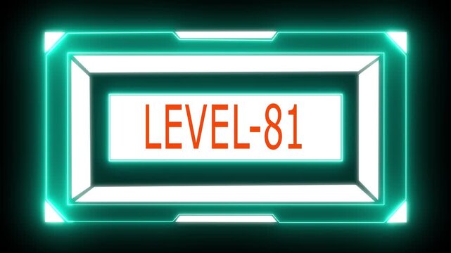 ''Level-81 Text Animation in Rectangular HUD on White&ndash;Cyan Background &ndash; Futuristic UI''
