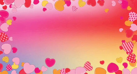 Colorful hearts frame gradient