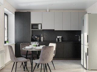 interior design. interior photography of an apartment for rent. One-room apartment with a simple and cozy design. High quality photo