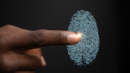 Fingerprint authentication technology digital security visual representation black background close-up innovation in security