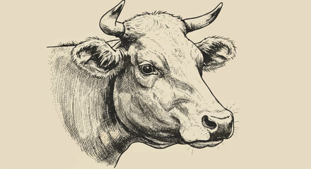 Cow head, detailed sketch