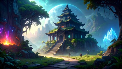 Fantasy temple landscape