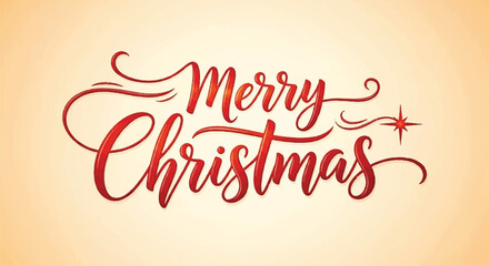 Elegant red "Merry Christmas" script on a warm, light-orange backdrop