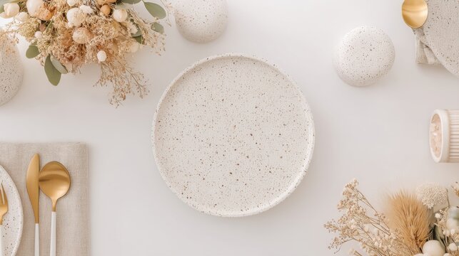 Elegant table setting modern kitchen food photography minimalist decor overhead view dining experience