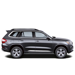 Side profile of a dark grey modern SUV parked on a white background.