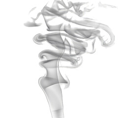 Abstract, stylized smoke plume against a black background
