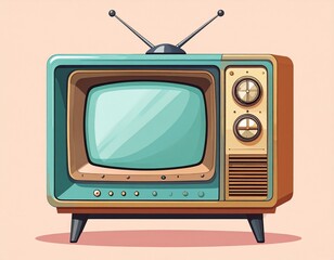 Old-fashioned television receiver with a blank screen, a classic symbol of retro entertainment and broadcast media.