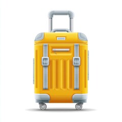 Bright yellow hard-shell suitcase with gray accents, wheels, and handle