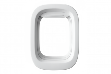 Airplane window with transparent background, perfect for compositing and photo editing, allowing for customized visuals