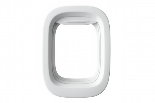 Airplane window with transparent background, perfect for compositing and photo editing, allowing for customized visuals