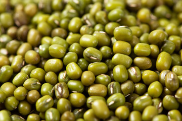 close up of green mung beans background