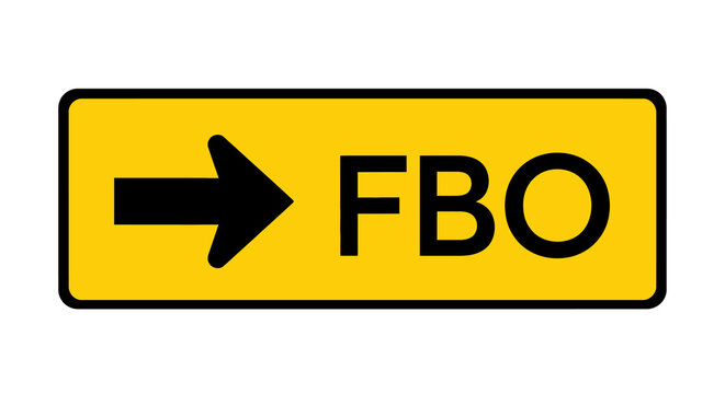 Isolated Yellow and Black FBO Airport Directional Sign Graphic. EPS Editable