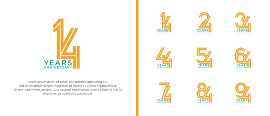 anniversary vector logo set, orange and blue color can be use for celebration