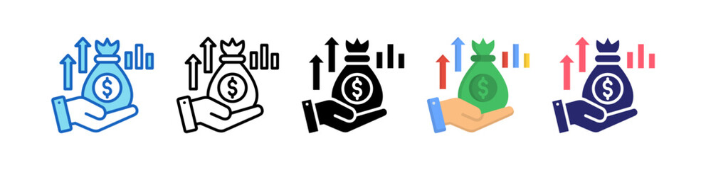 Capital Multiple Style Icon Set Collection. 