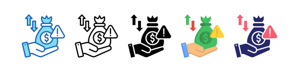 Financial Risk Multiple Style Icon Set Collection. 
