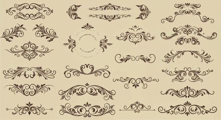 Ornate vintage floral design elements
