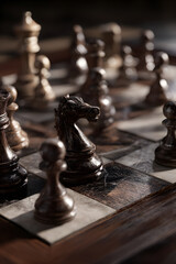 Strategic Tension: A Mid-Game Chessboard Snapshot Showcasing a Complex Array of Pieces Engaged in a Battle of Wits, Anticipation, and Tactical Maneuvering