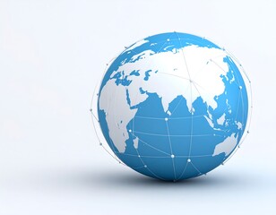 Fototapeta premium 3D globe, network, light blue