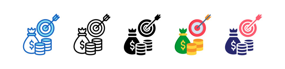 Financial Goals Multiple Style Icon Set Collection. 
