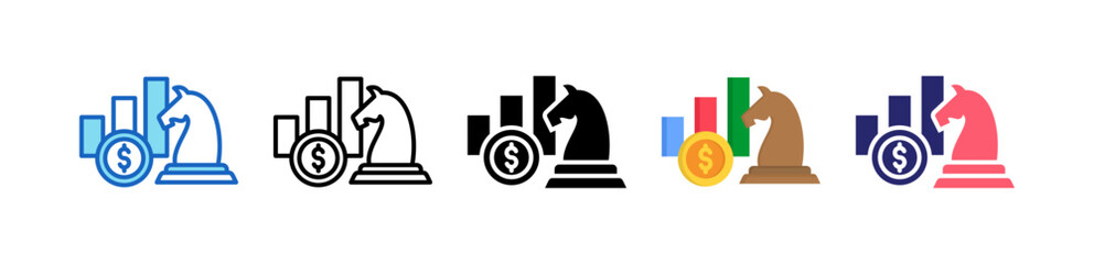 Investment Strategy Multiple Style Icon Set Collection. 