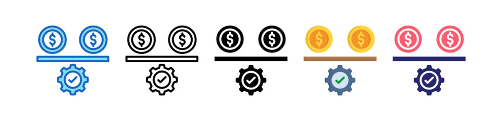 Financial Stability Multiple Style Icon Set Collection. 