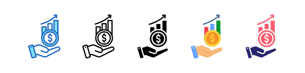 Profit Multiple Style Icon Set Collection. 